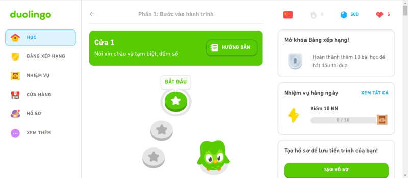 web học tiếng trung miễn phí Duolingo