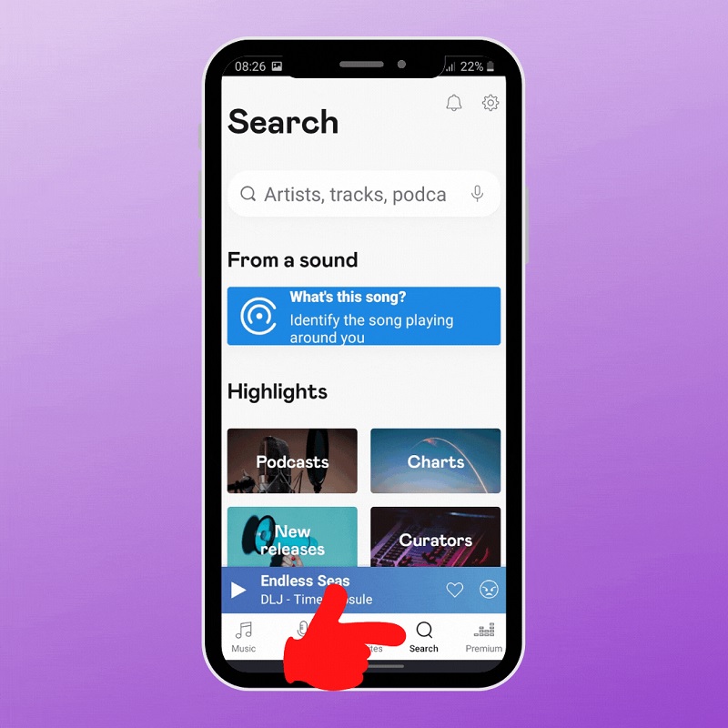 vào mục search